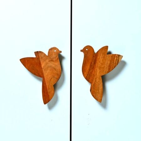 Handcrafted Acacia Wood Birdie Handle Pair